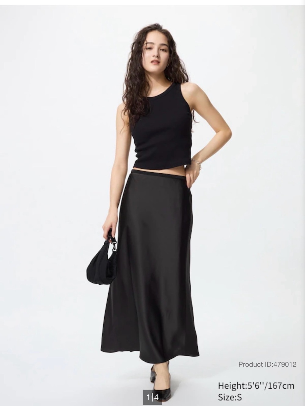 UNIQLO Black Satin Maxi Skirt